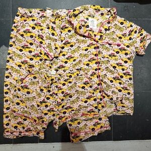 Printfresh Women's M “Taxi Please” Short Sleeve Pajama Set with Pants & Shorts